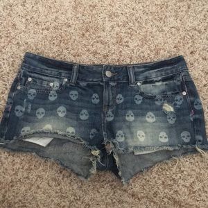 Victoria’s Secret PINK blue denim skulls shorts